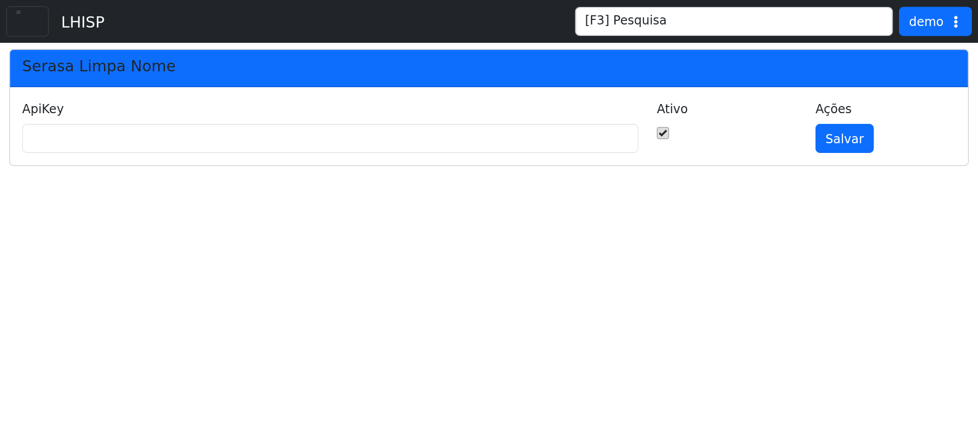 Serasa Limpa Nome no demo